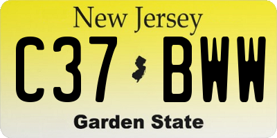 NJ license plate C37BWW