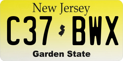 NJ license plate C37BWX