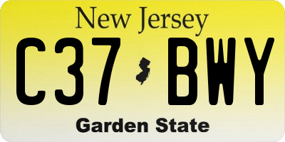 NJ license plate C37BWY