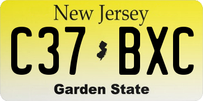 NJ license plate C37BXC