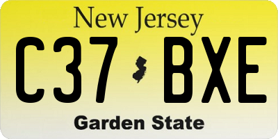 NJ license plate C37BXE