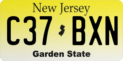 NJ license plate C37BXN
