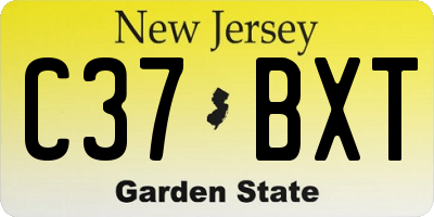 NJ license plate C37BXT