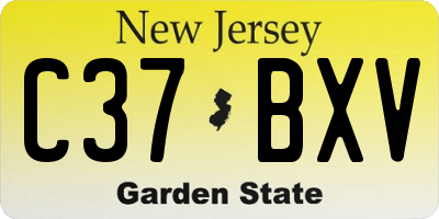 NJ license plate C37BXV