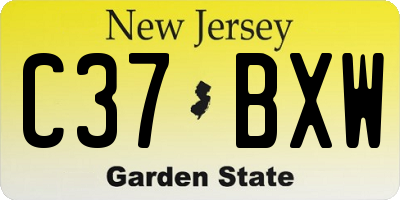 NJ license plate C37BXW
