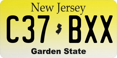 NJ license plate C37BXX