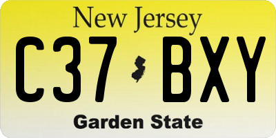 NJ license plate C37BXY