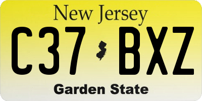 NJ license plate C37BXZ