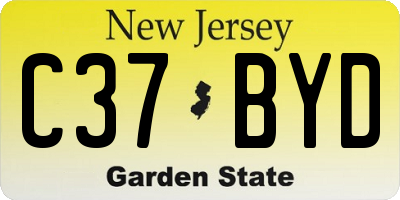 NJ license plate C37BYD