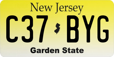NJ license plate C37BYG