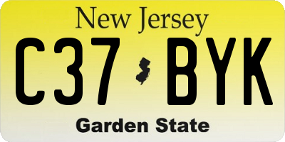 NJ license plate C37BYK