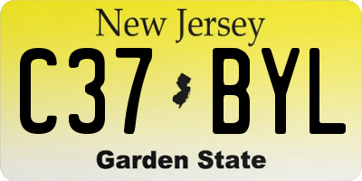 NJ license plate C37BYL
