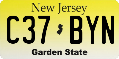 NJ license plate C37BYN