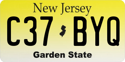 NJ license plate C37BYQ