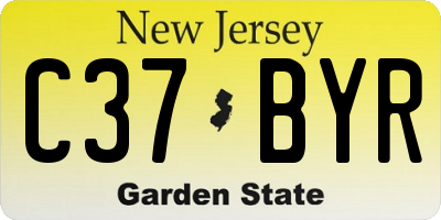 NJ license plate C37BYR