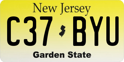 NJ license plate C37BYU