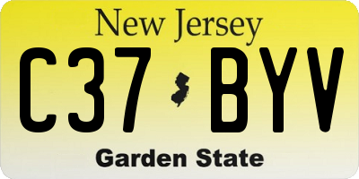 NJ license plate C37BYV