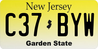 NJ license plate C37BYW
