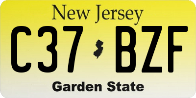 NJ license plate C37BZF