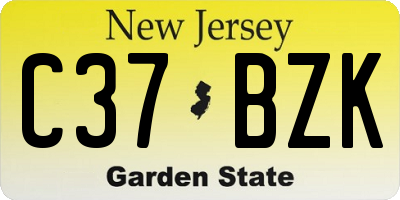 NJ license plate C37BZK