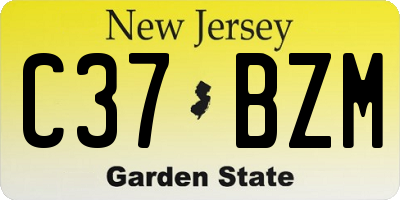 NJ license plate C37BZM