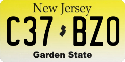 NJ license plate C37BZO
