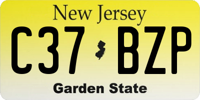 NJ license plate C37BZP