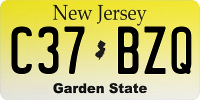 NJ license plate C37BZQ