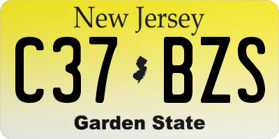 NJ license plate C37BZS