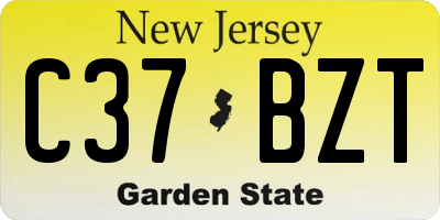 NJ license plate C37BZT