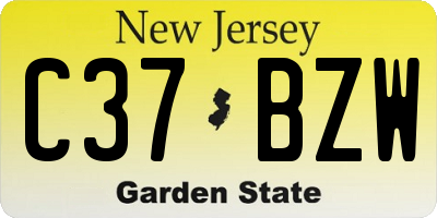 NJ license plate C37BZW