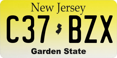 NJ license plate C37BZX