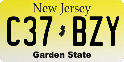 NJ license plate C37BZY