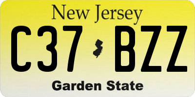 NJ license plate C37BZZ