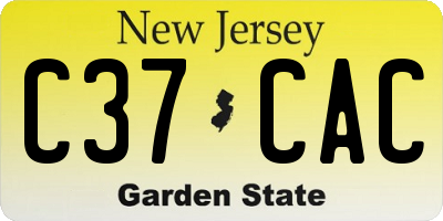 NJ license plate C37CAC