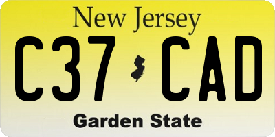 NJ license plate C37CAD