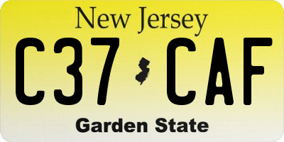 NJ license plate C37CAF