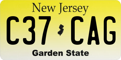NJ license plate C37CAG