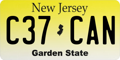 NJ license plate C37CAN