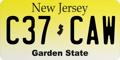 NJ license plate C37CAW