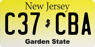 NJ license plate C37CBA