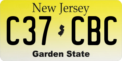 NJ license plate C37CBC