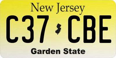 NJ license plate C37CBE