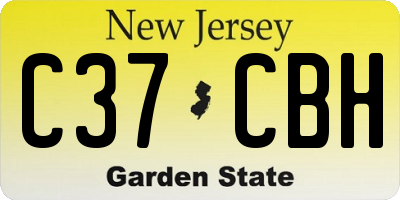 NJ license plate C37CBH