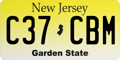 NJ license plate C37CBM
