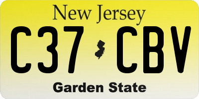 NJ license plate C37CBV