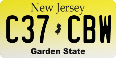 NJ license plate C37CBW