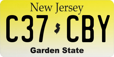 NJ license plate C37CBY