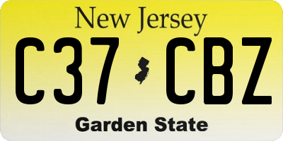 NJ license plate C37CBZ