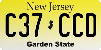 NJ license plate C37CCD